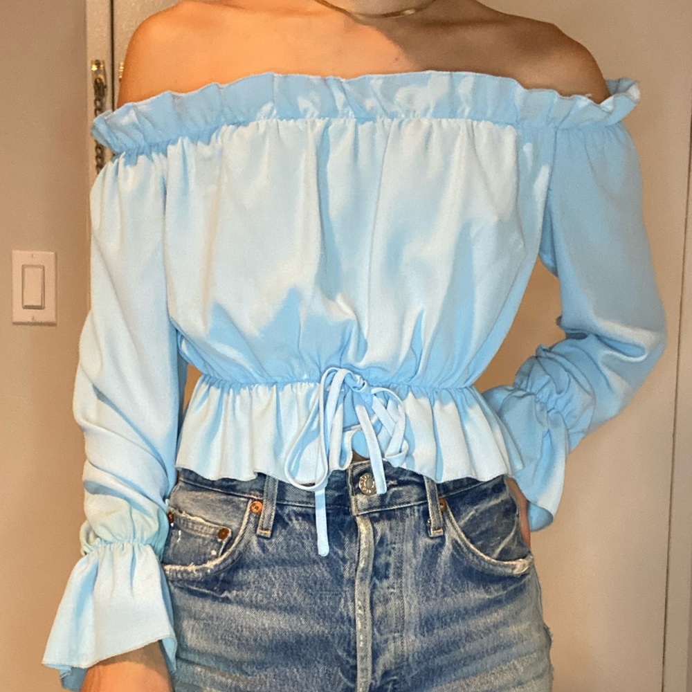 Super down blue top